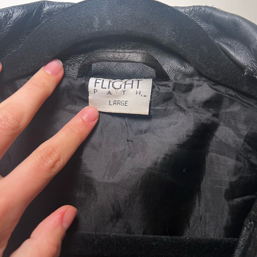 Vintage Black Leather Patchwork Jacket L - image 7